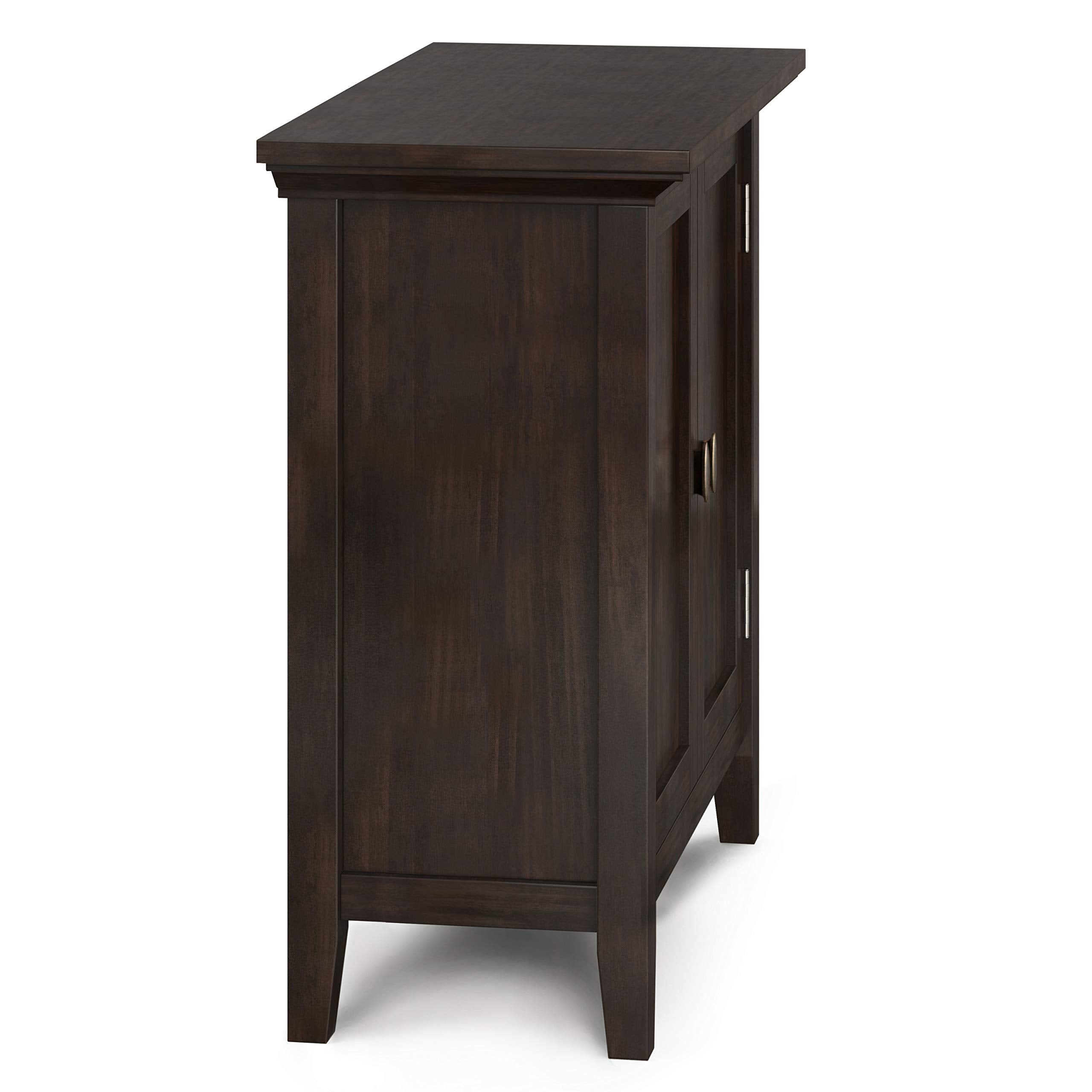 Redmond SOLID WOOD 32 inch Wide Transitional Low Storage Cabinet in Brunette Brown