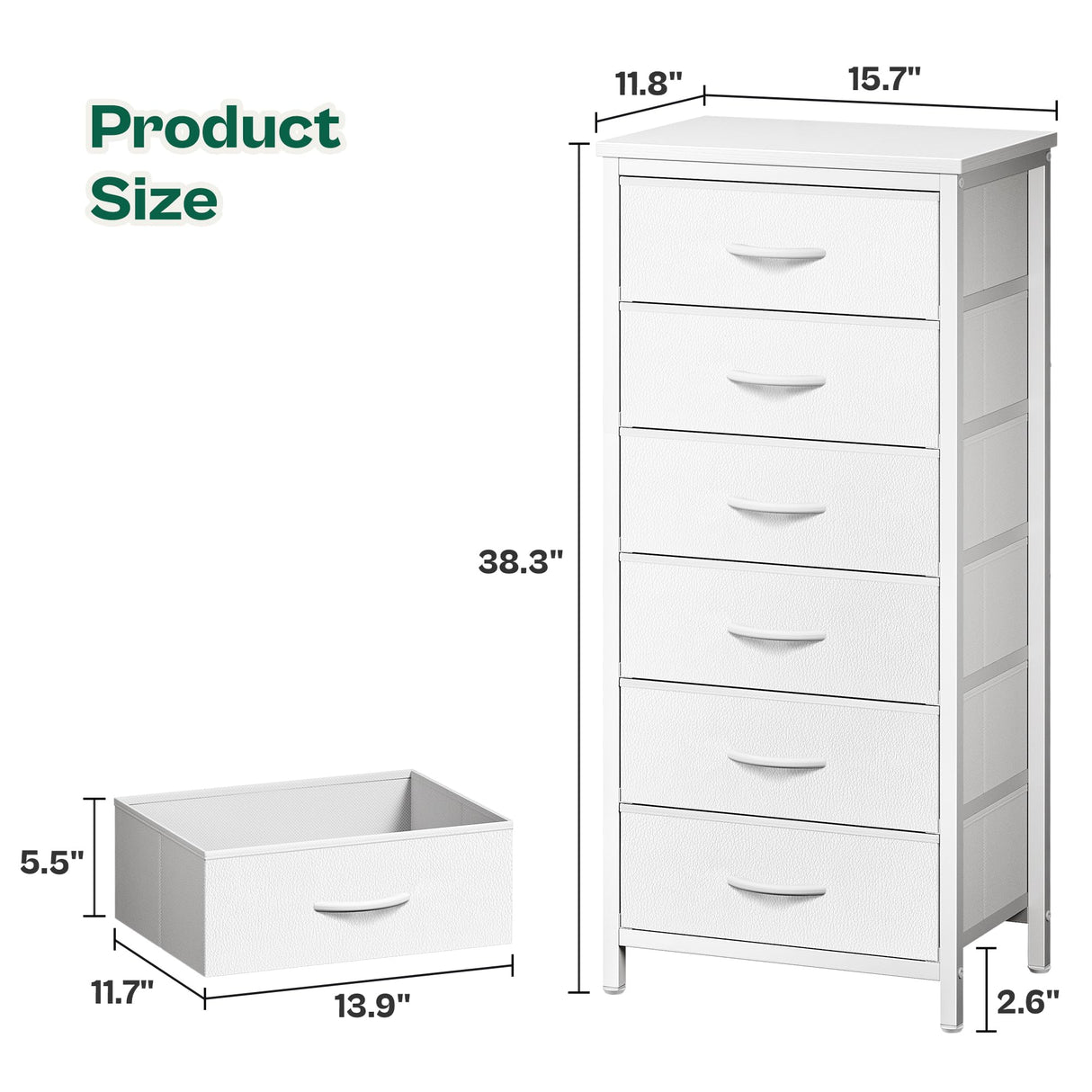 6 Drawer Dresser for Bedroom, Tall Dresser & Chests of Drawers, Fabric Dresser for Closet,