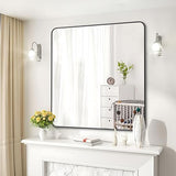 36" x 48"Bathroom Mirror, Matte Black Wall Mirror with Metal Frame