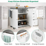 Kitchen Island with Stainless Steel Countertop, Kitchen Cart Rolling Trolley with Towel