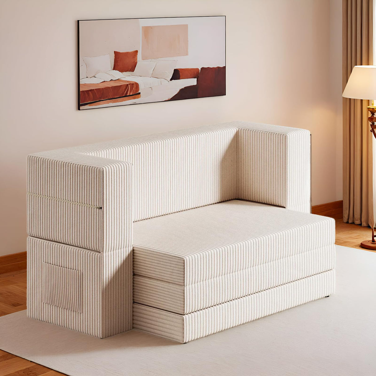 Folding Sofa Bed, 3-in-1 Convertible Sleeper Sofa Bed with Armrest
