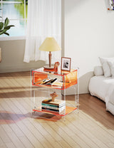 Table for Living Room, Acrylic Nightstand for Bedroom, L-Series, 15.7'' x 11.8'' × 19.7''