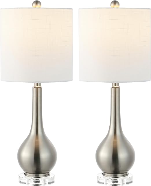 25" Metal/Crystal Teardrop LED Table Lamp Contemporary