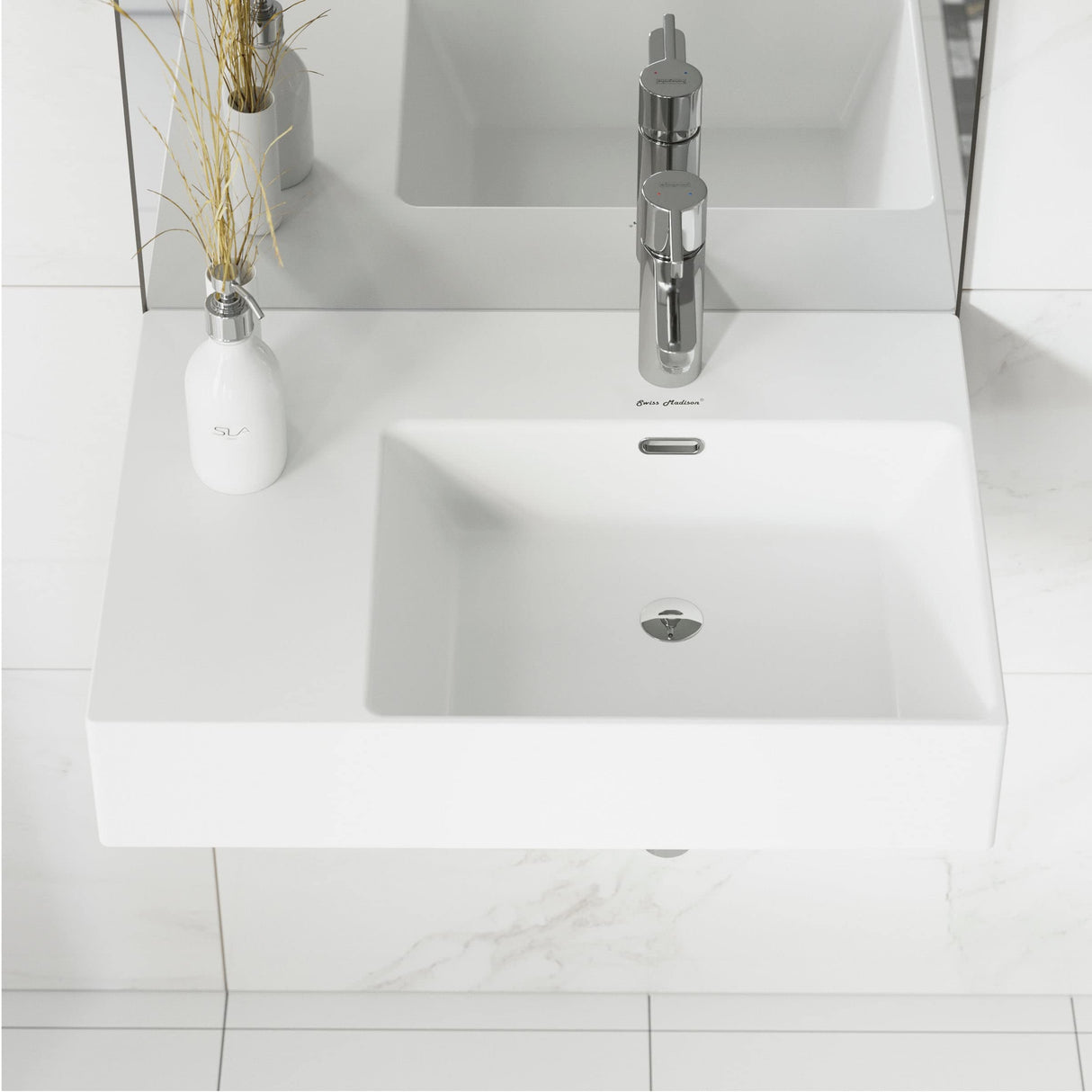 SM-WS323 St. Tropez Wall Hung Sink with Right Side Faucet Mount