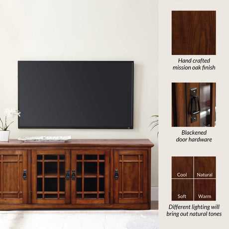 Solid Wood Mission Oak TV Stand for 65” TVs | Classic Storage Console