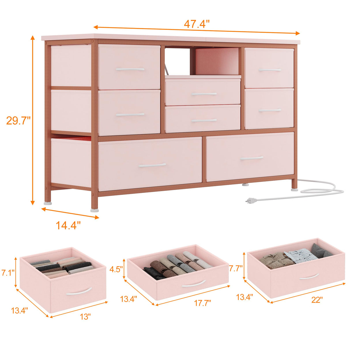 Dresser TV Stand with Power Outlet for 55'' Long TV, Entertainment Center with 8