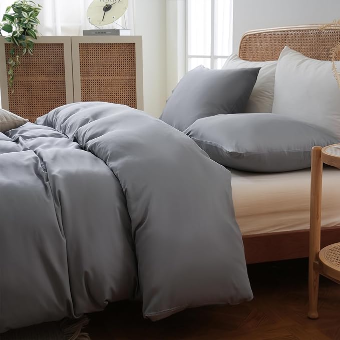 Duvet Cover King Size, 100% Rayon Derived from Bamboo, Luxury Silky Cooling Duvet Cover
