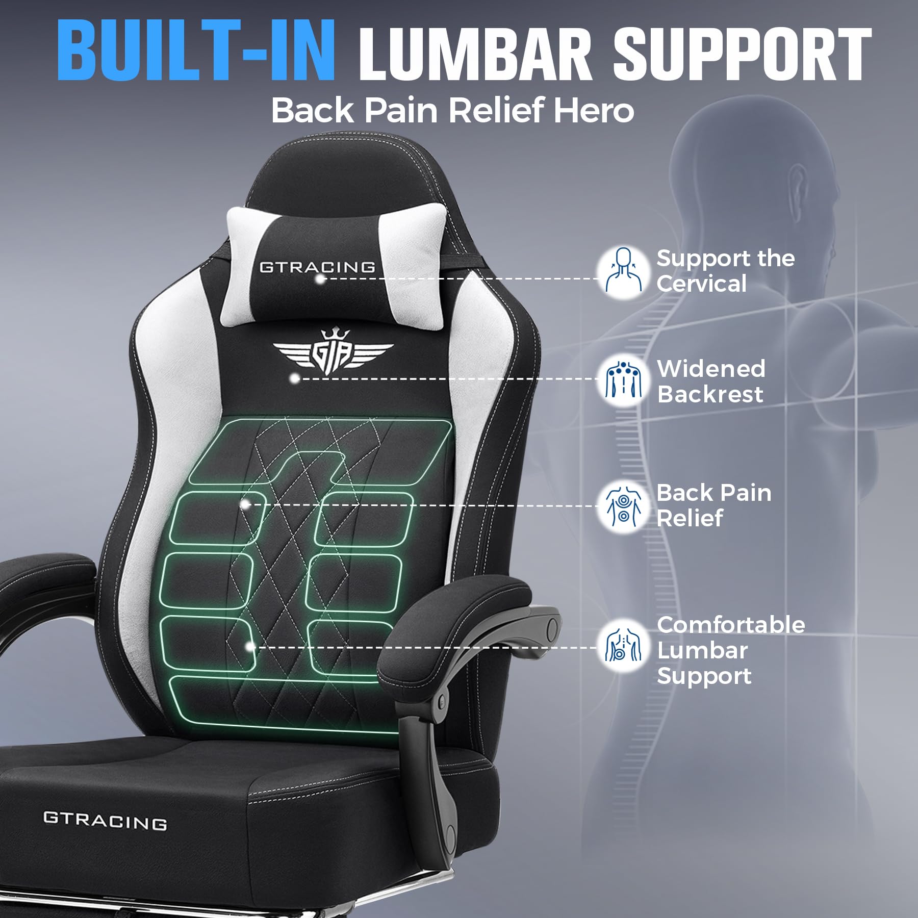 Big and Tall Gaming Chair with Footrest - Ergonomic Office Chair