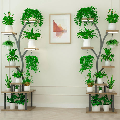 Plant Stand Indoor with Grow Lights, 7 Tiered Indoor Plant Shelf, 62.8" Plant Stand