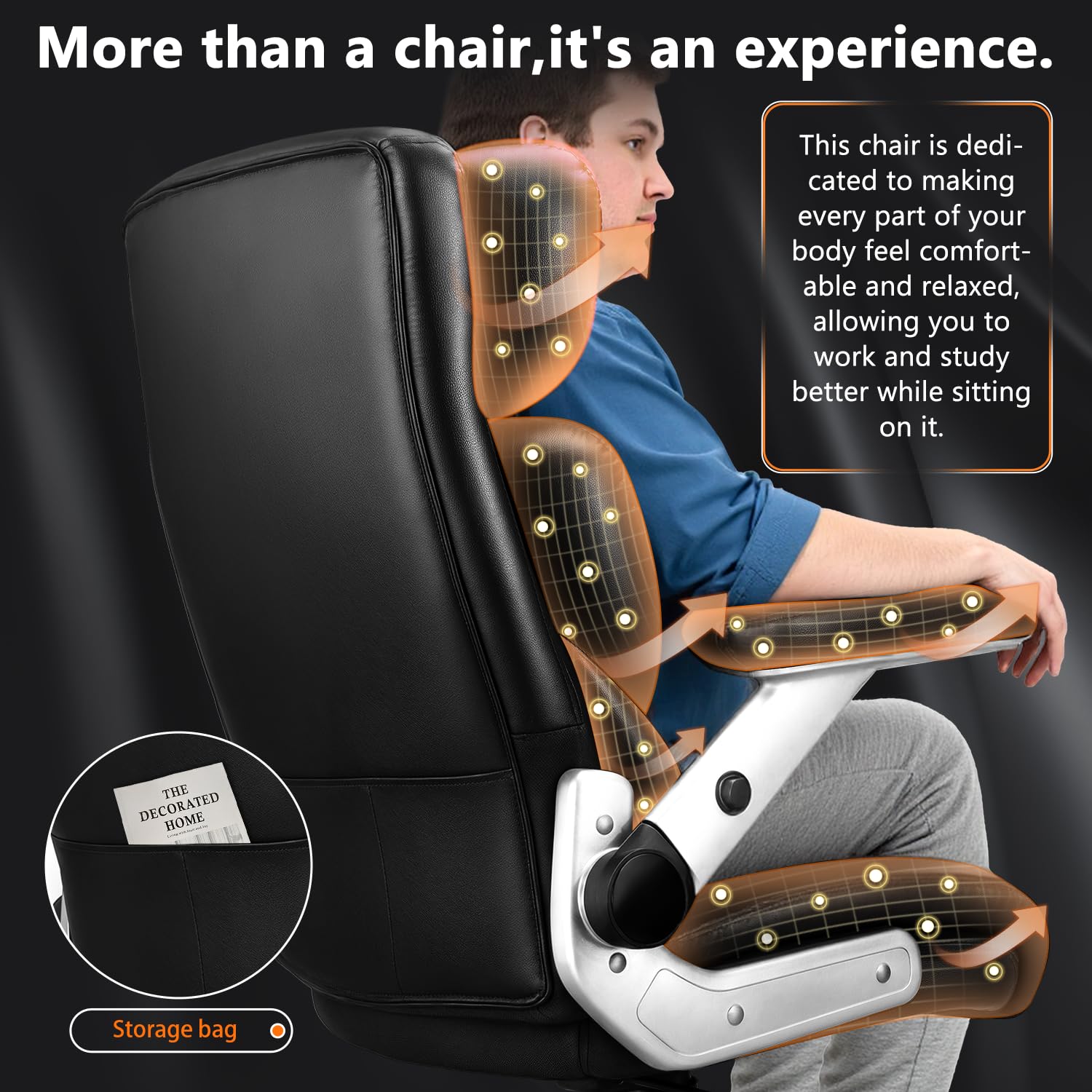 600lbs Big & Tall Office Chair with 3D Heated Massage and Lumbar Support