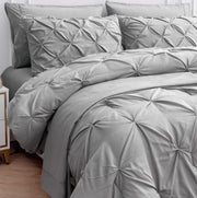 Twin Comforter Set with Sheets, 5 Piece Twin Bed in a Bag Set, Pintuck Twin