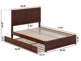 Clayton Full Platform Bed with Panel Footboard and Twin Trundle, Walnut