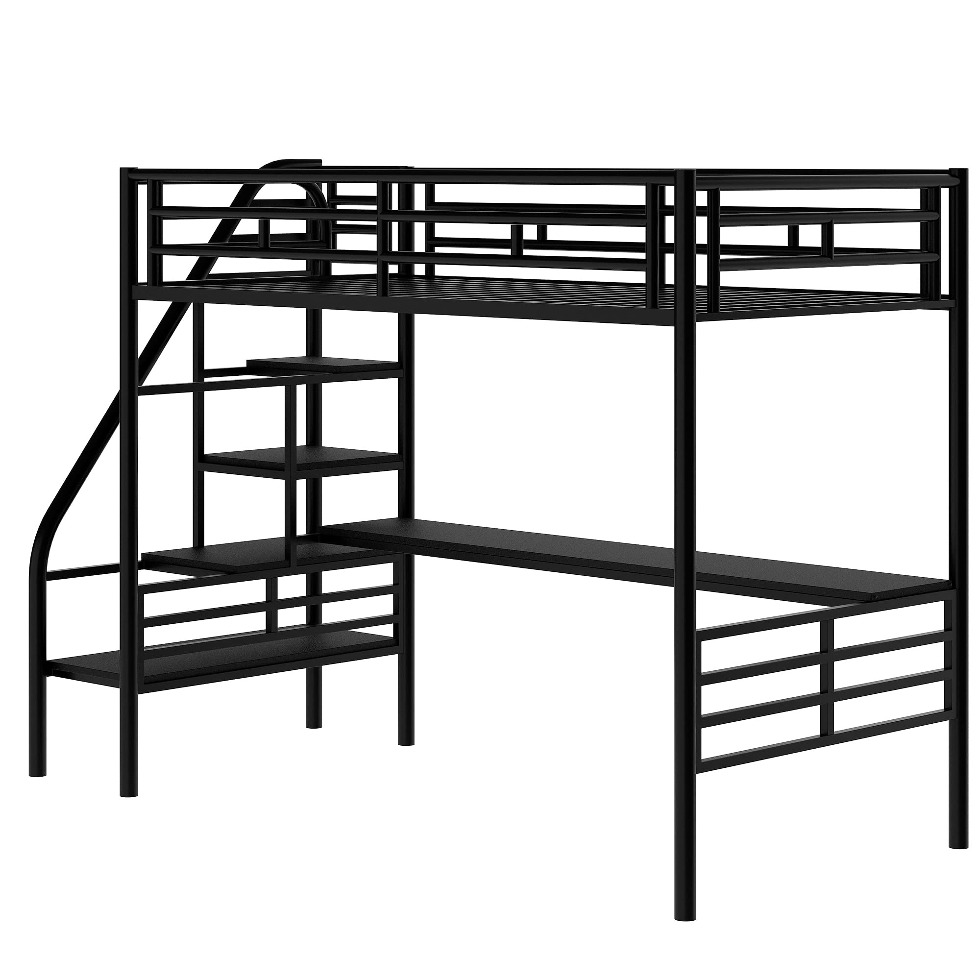 Frame for Boys Girls Kids Adults Toddler with Desk, No Box Spring Needed,Twin,Black