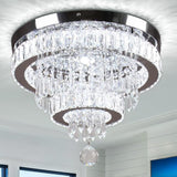 16" Crystal Chandelier 2 Rings Crystal Ceiling Light Fixture Modern Chandelier LED Chandeliers Light Fixture for Dinning