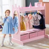 Kids Armoire Dress-Up Storage w/Mirror and Drawers,Dress up Closet