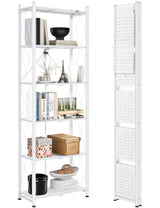 73.6 Inch Folding Bookshelf, 6 Tier Metal Bookcase and Bookshelves