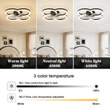 Flush Mount Ceiling Fan with Light and Remote - Dimmable LED, 6 Speeds