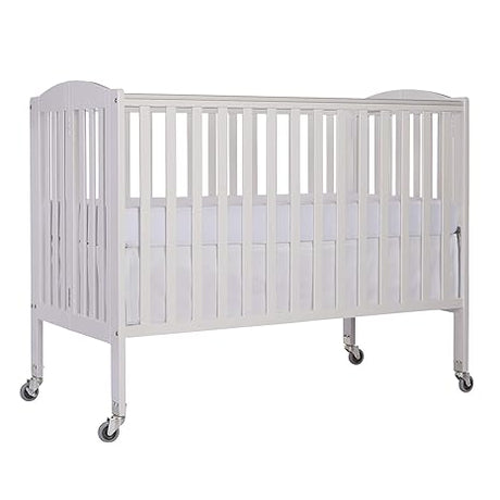 Folding Full Size Convenience Crib In Natural, Two Adjustable Mattress Height Positions,