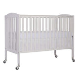 Folding Full Size Convenience Crib In White, Two Adjustable Mattress Height Positions,