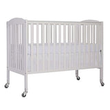 Folding Full Size Convenience Crib In Storm Grey, Two Adjustable Mattress