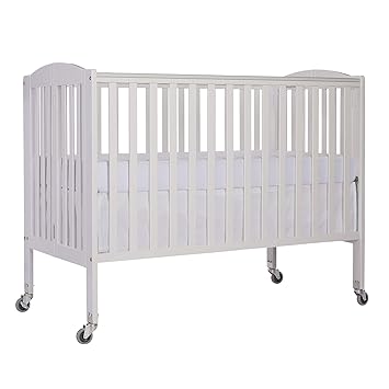 Folding Full Size Convenience Crib In Storm Grey, Two Adjustable Mattress