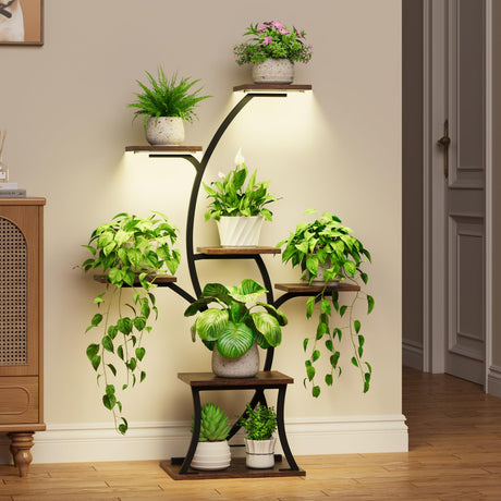 Plant Stand Indoor with Grow Lights - 7 Tiered Indoor Plant Shelf, 44" Corner Plant Stands