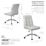 Porthos Home Leona Office Chair, Faux Leather Upholstery, Height Adjustable, 360-degree Swivel, Sleek Armless Design, Sturdy Steel Base with Caster Wheels, Great for Home Studio and Office