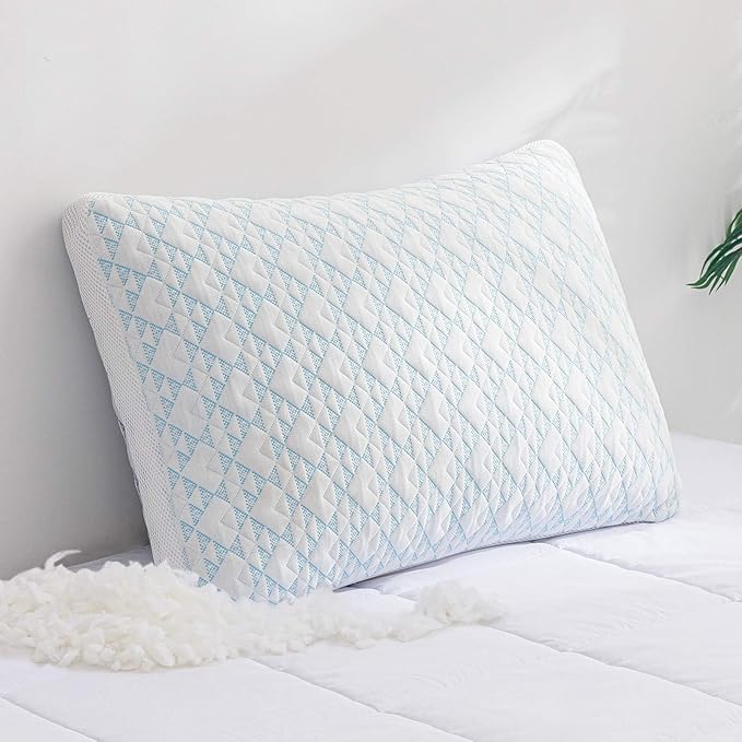 Shredded Memory Foam Cooling Soft Bamboo Viscose Pillows Queen Size Set of 2