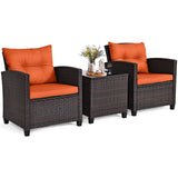 3 Pieces Patio Furniture Set, Outdoor Wicker Conversation Set Rattan Chairs