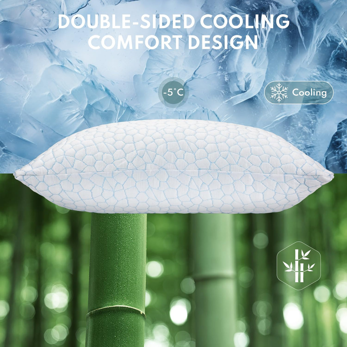 COZSINOOR Adjustable Pillows Queen Size Set of 2 for Sleeping - Cooling Shredded Memory Foam Pillows 2 Pack, Cool Bed Pillows for Back, Side and Stomach Sleepers, Gel Pillow Removable Cover Washable