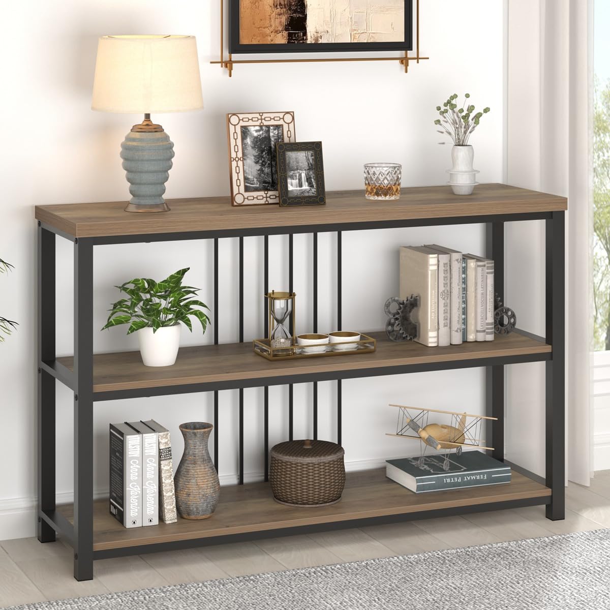 Sofa Console Table, Modern Entryway/Hallway Table for Living Room, Oak