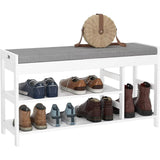 Bamboo Shoe Bench Rack with Storage, Entryway Storage Bench with Padded Seat