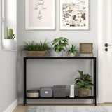 Black 2-Tier Narrow Sofa Console Table for Entryway, Living Room, Office - With Storage