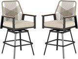 Outdoor Swivel Bar Stools Set of 4, Rattan High Top Patio Chairs
