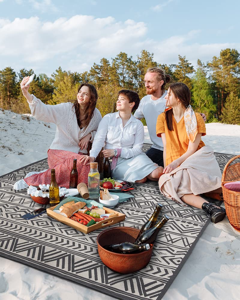 Outdoor Rug Carpet 6x9 ft, Flatweave Textured Outdoor Patio Rug Non Slip