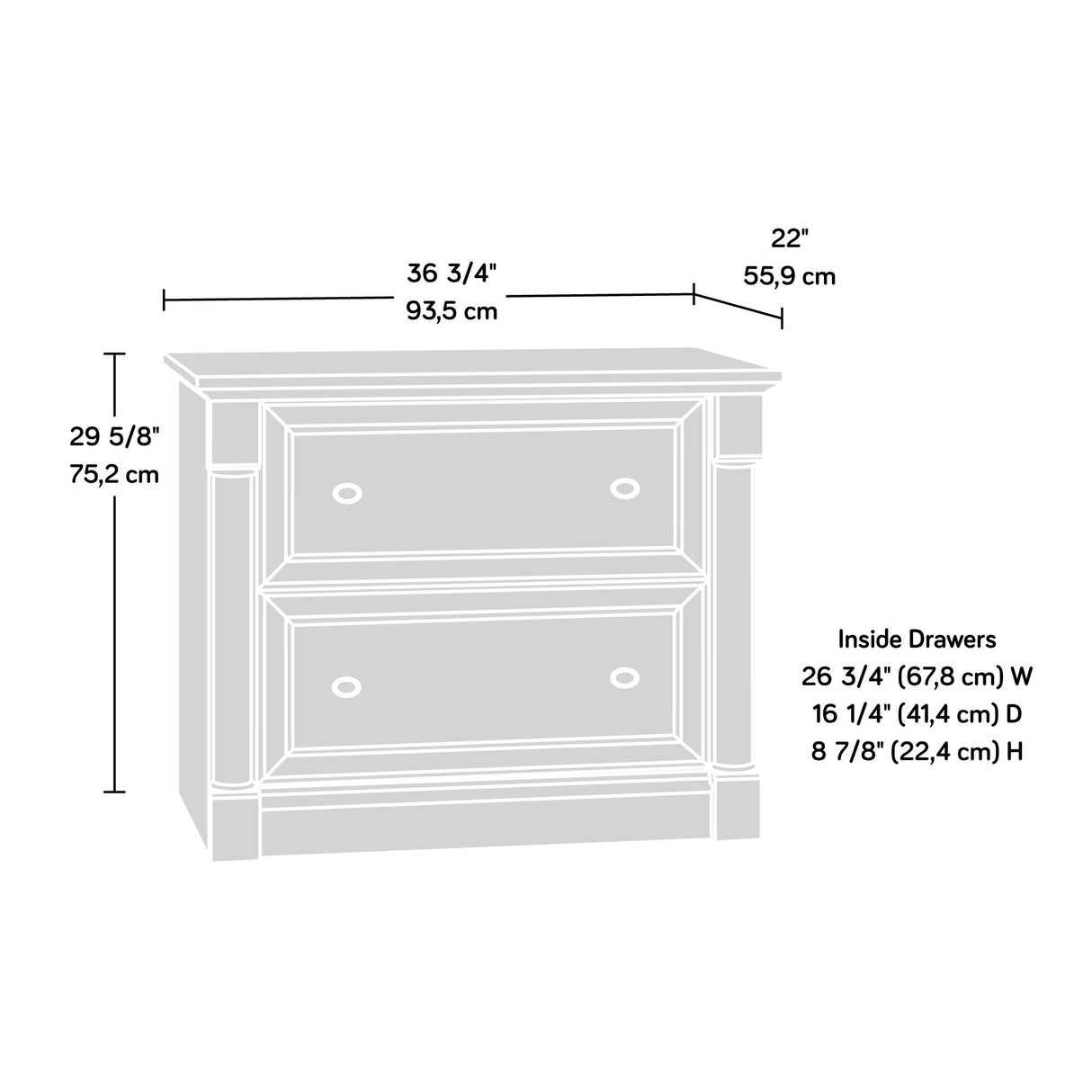 Palladia Lateral File, L: 36.81" x W: 22.01" x H: 29.62", Select Cherry finish