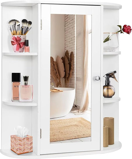 Bathroom Cabinet with Single Mirror Door Wall Mount Medicine Cabinet