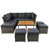 9 Pieces Patio Furniture Set, All Weather Wicker Rattan Outdoor Sectional Sofa Conversation Set