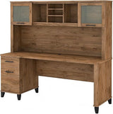 SET018SG Somerset 72-Inch Computer Desk with Drawers and Hutch, Storm Gray