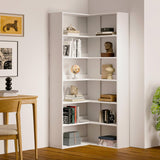 Bookcase 6 Tiers with Baffles, Large Corner Bookshelf