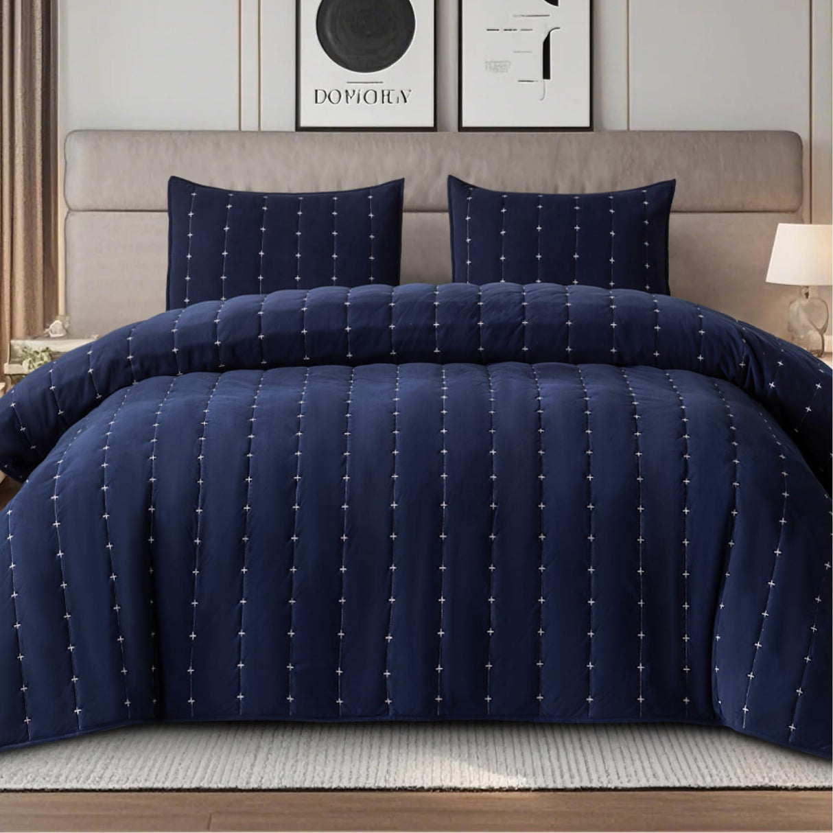 Queen Bedspread Set, Fluffy Bedding Set, Lightweight Quilt Set