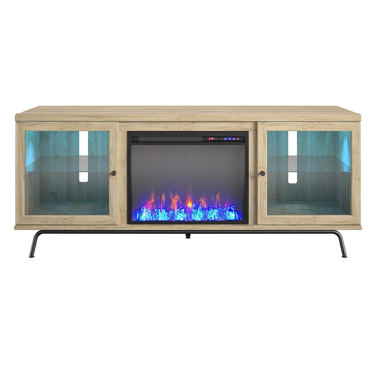 Home Sydney View Fireplace TV Stand for TVs up to 70", Blonde Oak