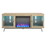 Home Sydney View Fireplace TV Stand for TVs up to 70", Blonde Oak