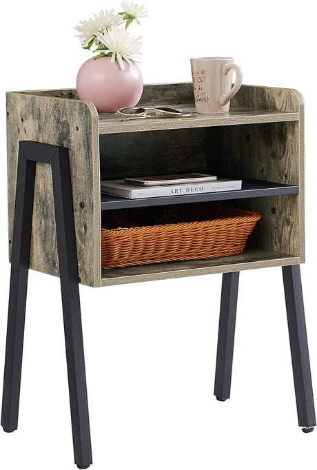 Nightstand Industrial Side End Table/Stackable Accent Furniture