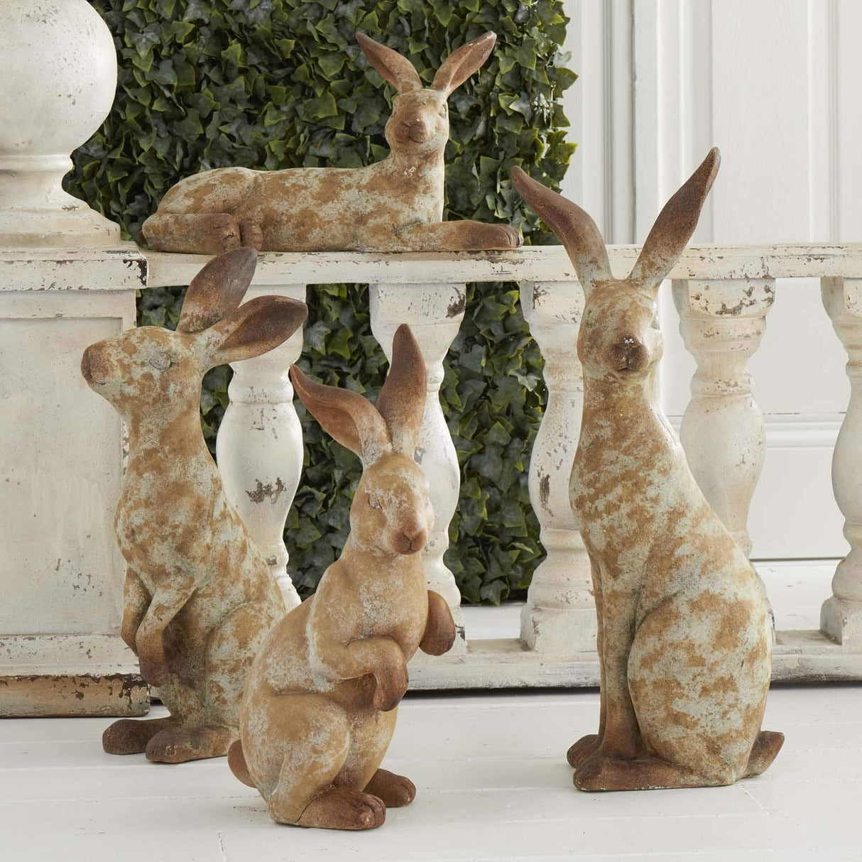 K&K Interiors 13782C 15.5 Inch Tan Rabbit Lying W/Face & Hind Legs
