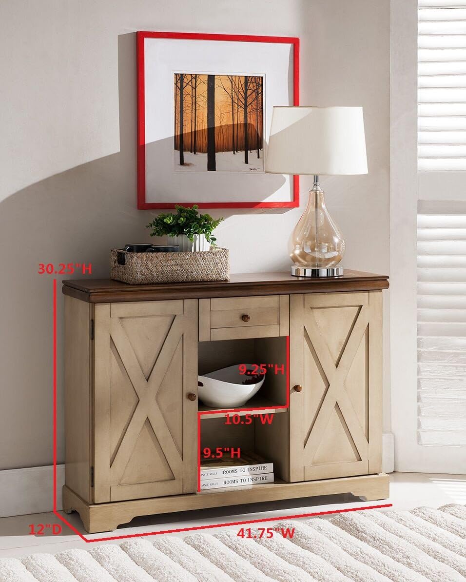 Wood Buffet Cabinet Console Table, Black / Walnut