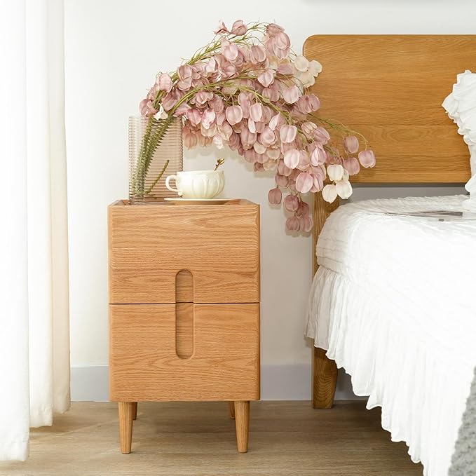 Mid Century Modern Nightstand, Solid Wood Night Table, Minimalist Nightstand