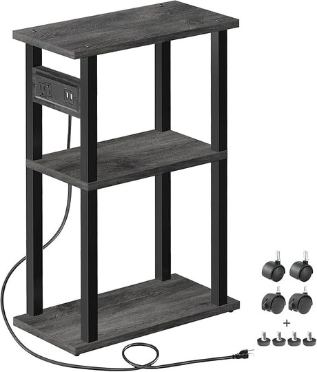 Side Table with Charging Station, End Tables with USB Ports and Outlets, Nightstand with 2