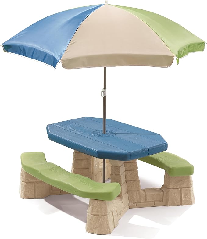 Naturally Playful Kids Picnic Table with Removable Umbrella, Indoor/Outdoor Toys