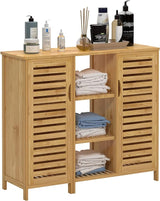 39.3 inch Bathroom Storage Cabinet, Floor Cabinet with 2 Doors and 3-Tier Open Shelf,